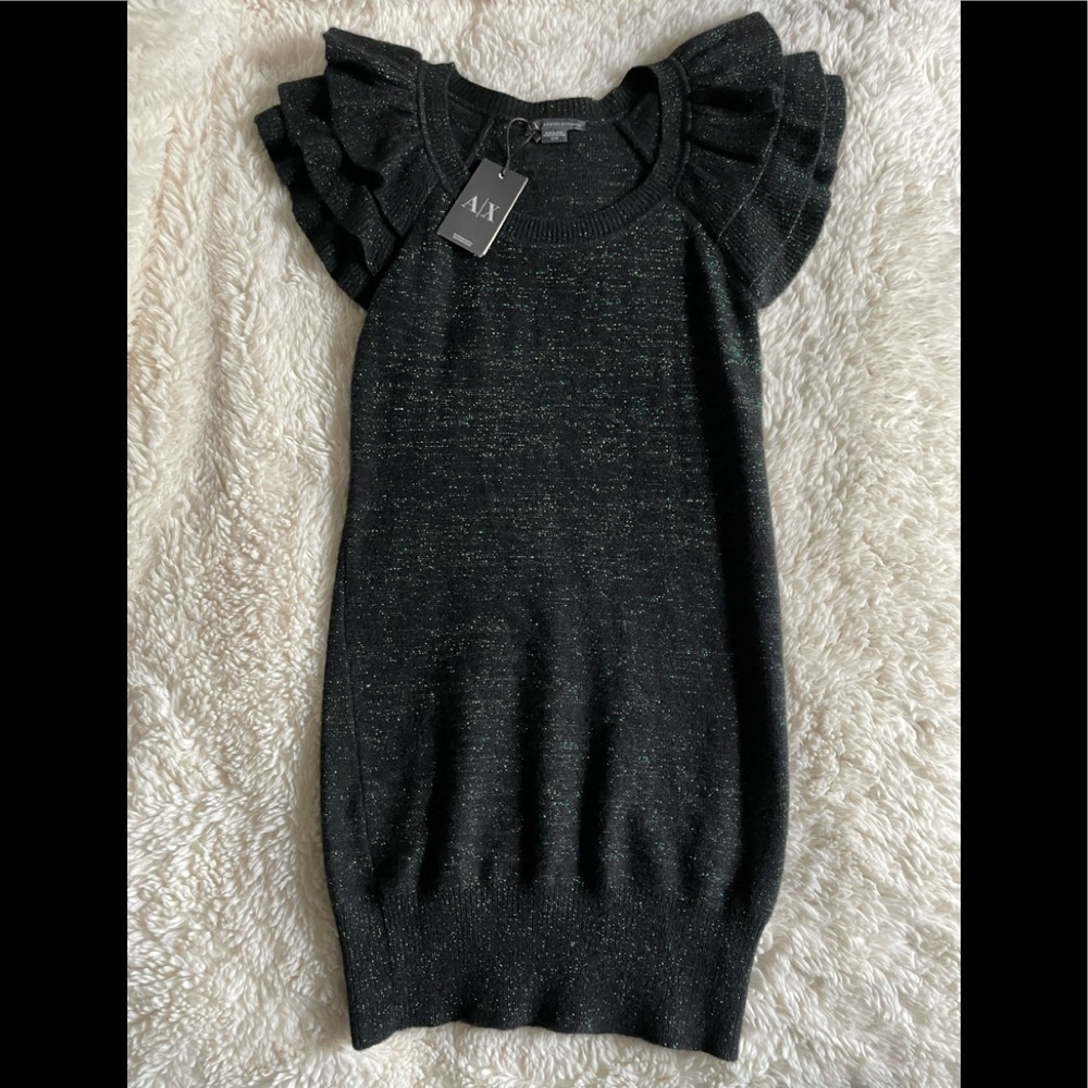 - 🤩🤩NWT AlX Armani Exchange Black Bodycon Sweater Cocktail Dress size XS/TP